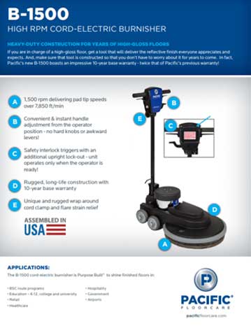 Pacific B-1500 Electric Burnisher - Pacific Floorcare